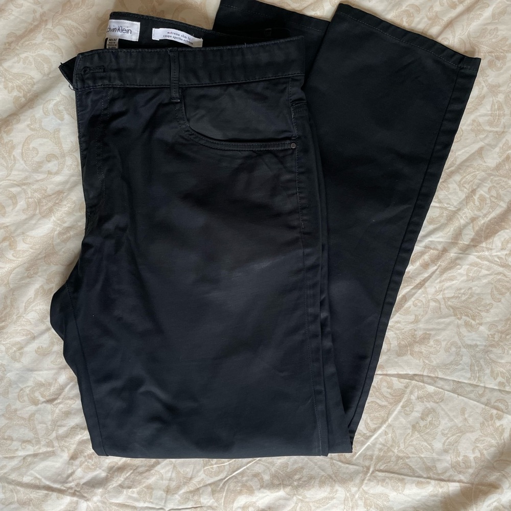 Calvin klein men pants black 36x32 extreme slim fit preowned